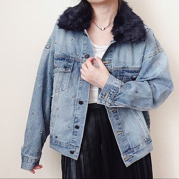 SmilingBear Jackets & Coats Nwt Mustard Seeds Light Denim Jacket With Studs Poshmark